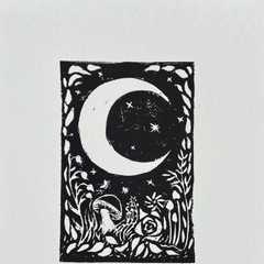 Clipping clippings/Moon Flowers Mushrooms Forest Original Block Print - Etsy.jpg